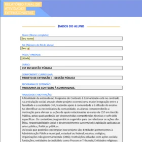 Projeto de Extensão II Gestão Pública pronto com portfólio e relatório final