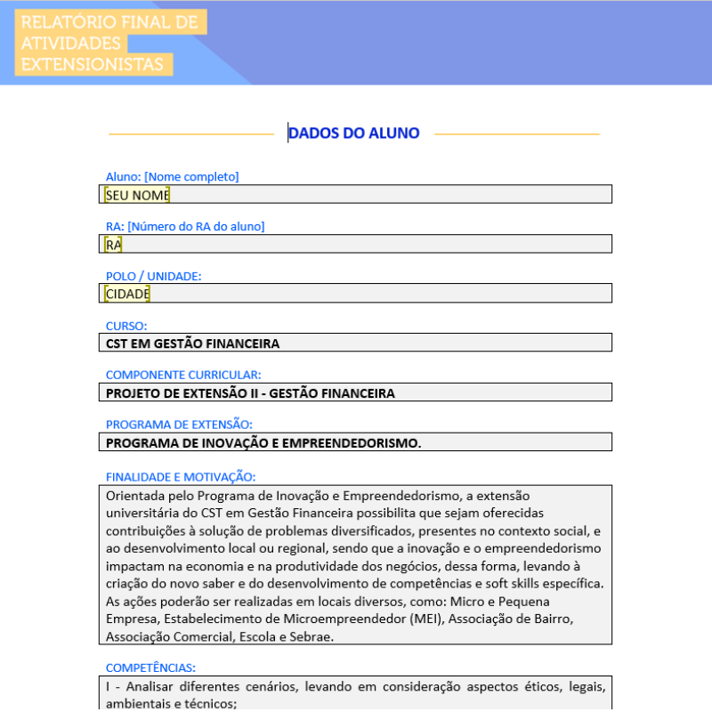 Projeto de Extensão II Gestão Financeira Projeto de Extensão II Gestão Financeira