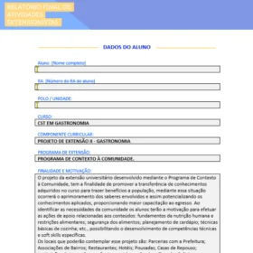 Projeto de extensão II Gastronomia